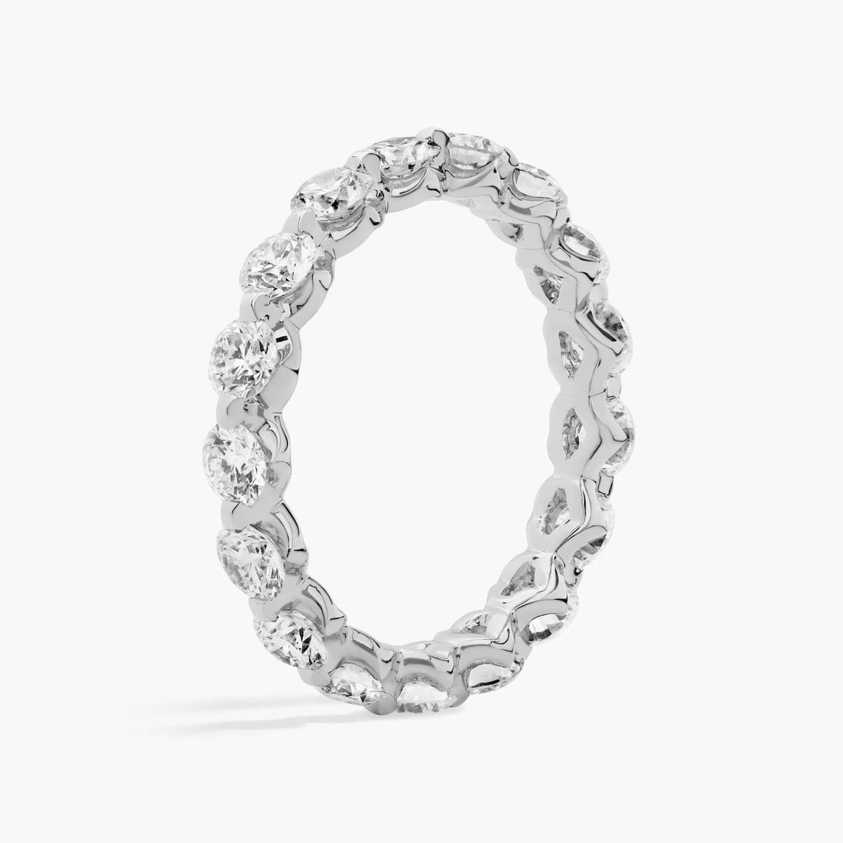 Sterling Silver (3.10mm) Round Cut Eternity Moissanite Wedding Band