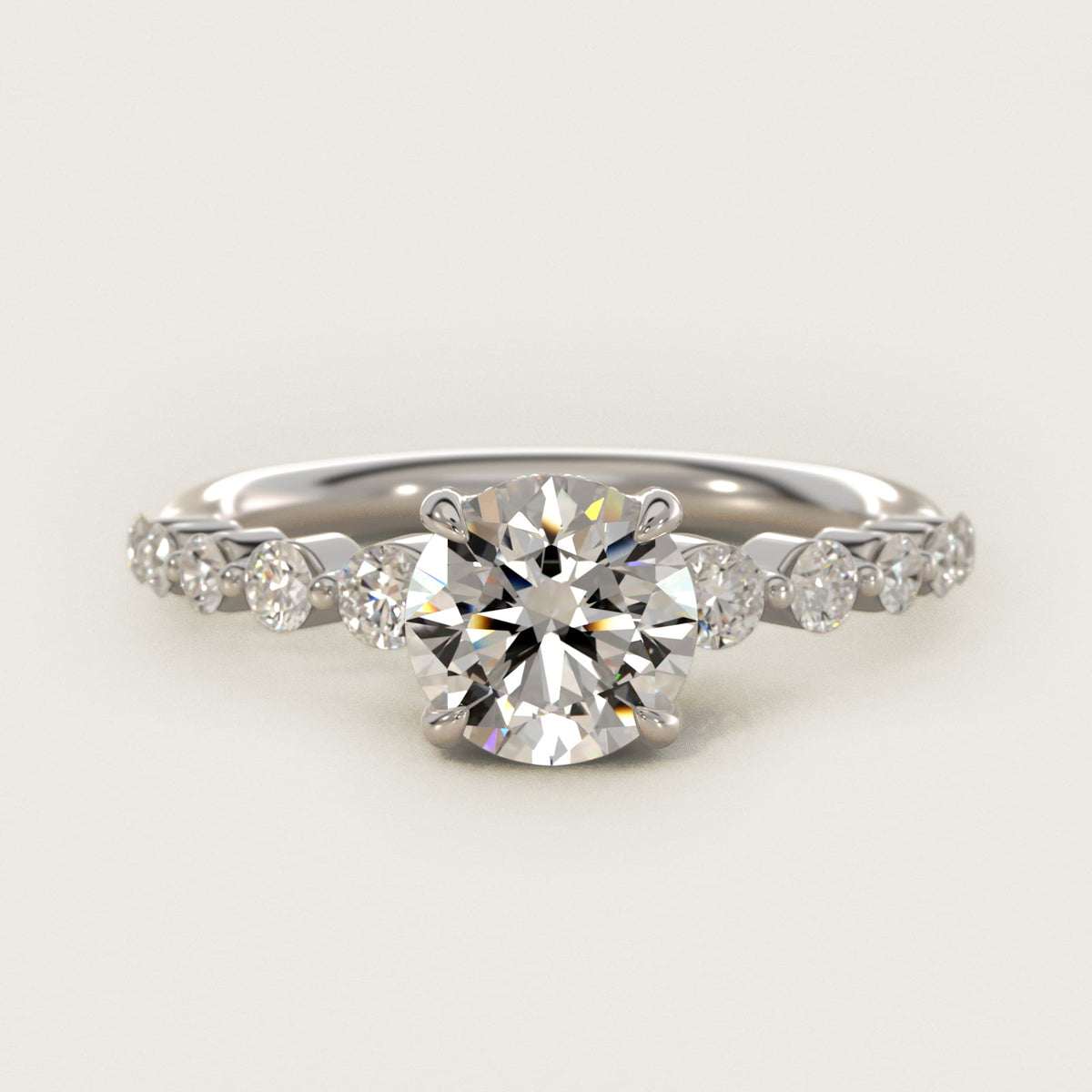 Diamond Escalade Side Stone Moissanite Engagement Ring Sterling Silver (2.0 ct., 1/10 ct. tw.) Main image