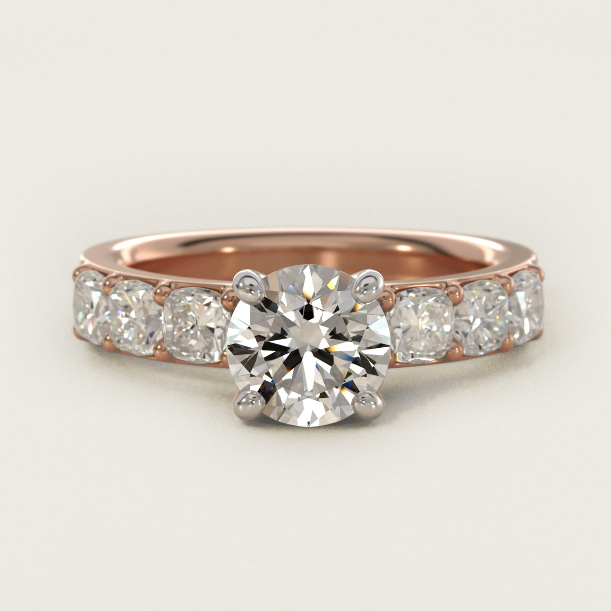 Cushion Cut Moissanite Engagement Ring Sterling Silver (2.0 ct., 1/3 ct. tw.) Main image