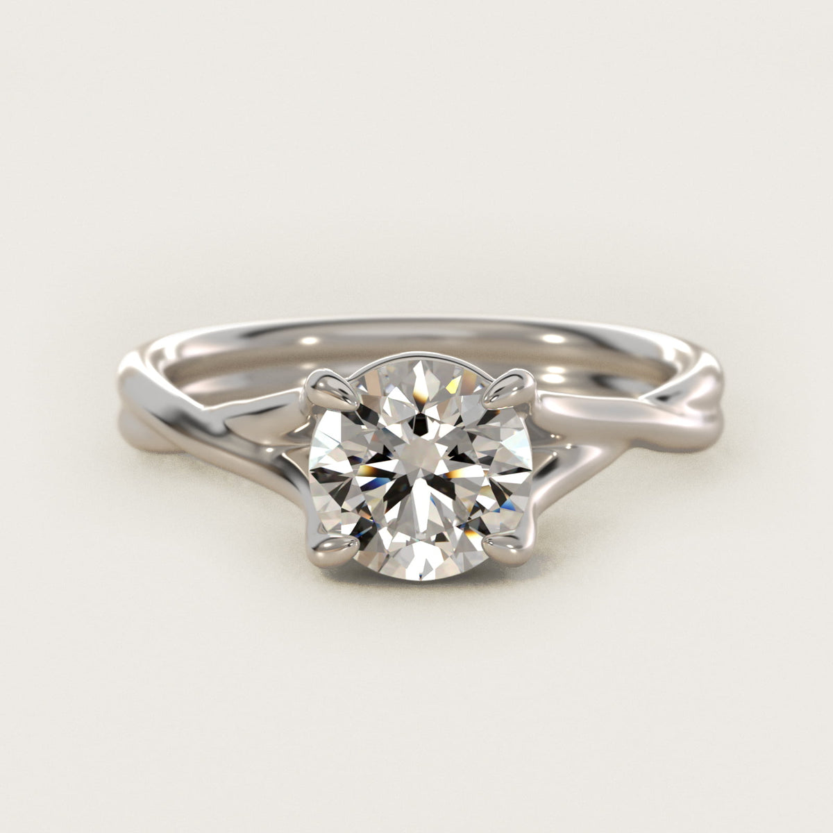 Twisted Shank Contemporary Solitaire Moissanite Engagement Ring Sterling Silver (2.0 ct.) Main image