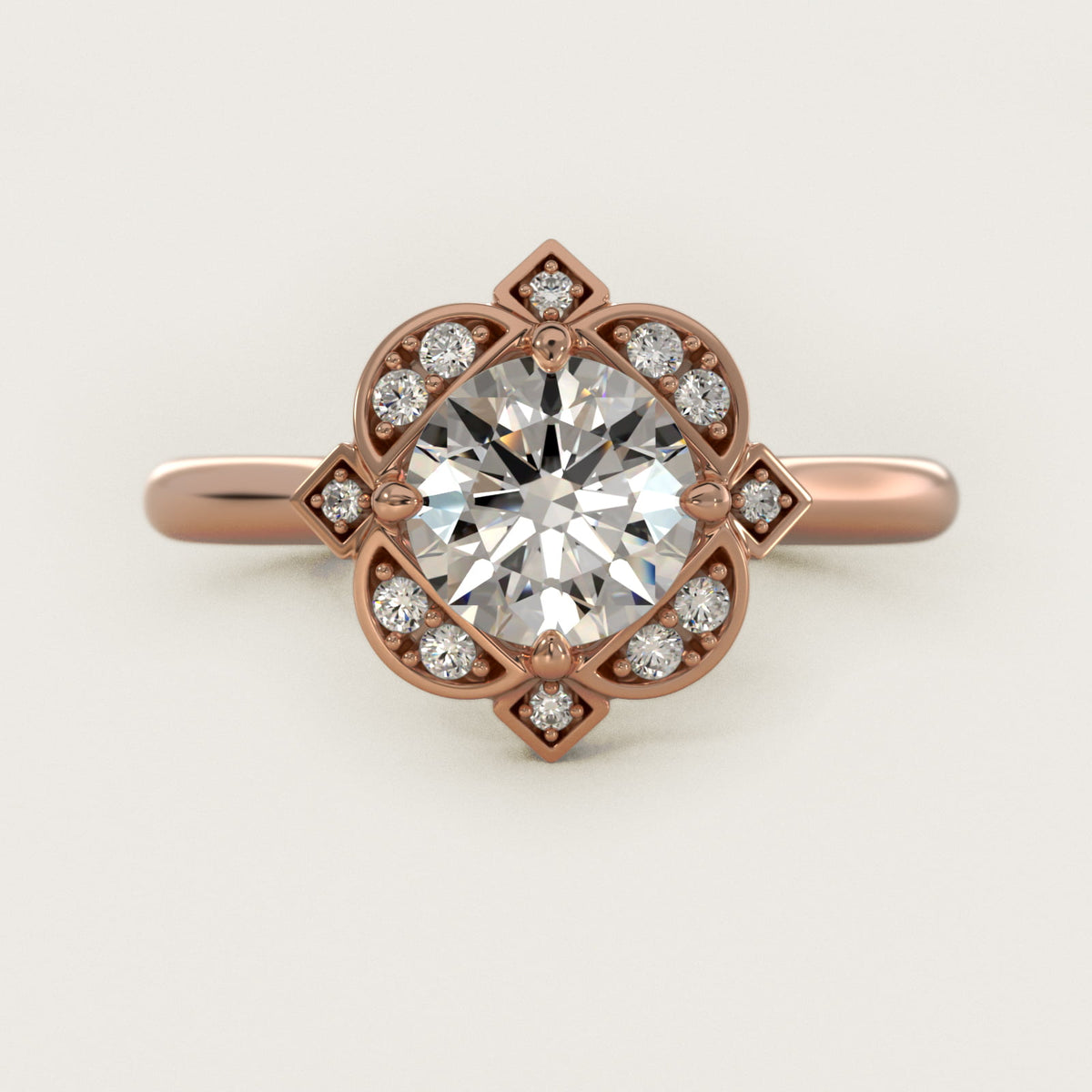 Art Deco Floral Halo Vintage Style Moissanite Engagement Ring Sterling Silver (2.0 ct.) Main image