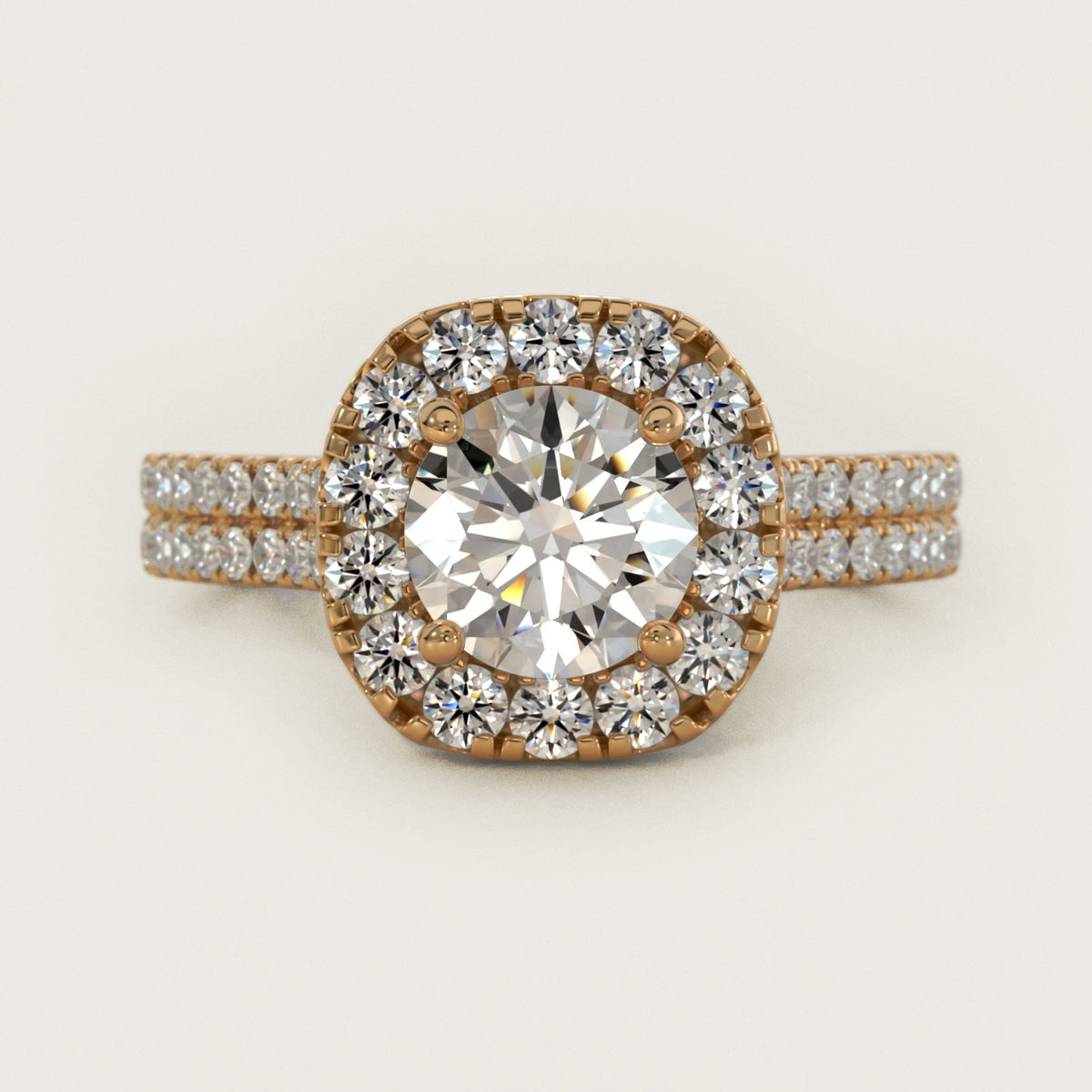 Double Shank Halo Moissanite Engagement Ring Sterling Silver (2.0 ct.) Main image