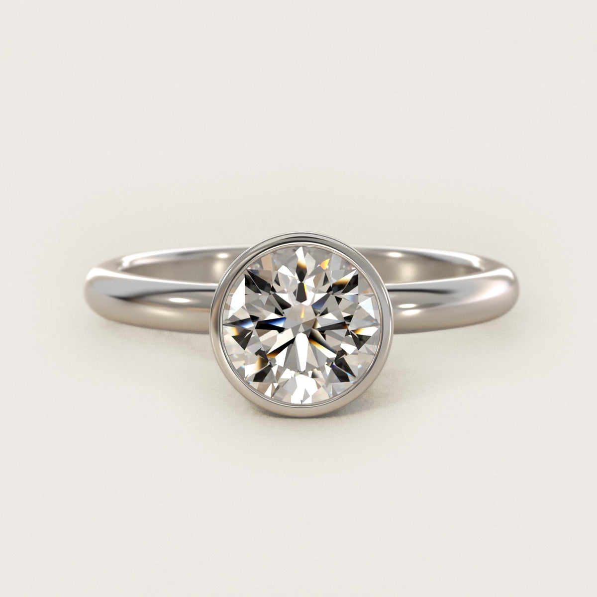 Bezel Solitaire Moissanite Engagement Ring Sterling Silver (2.0 ct.) Main image