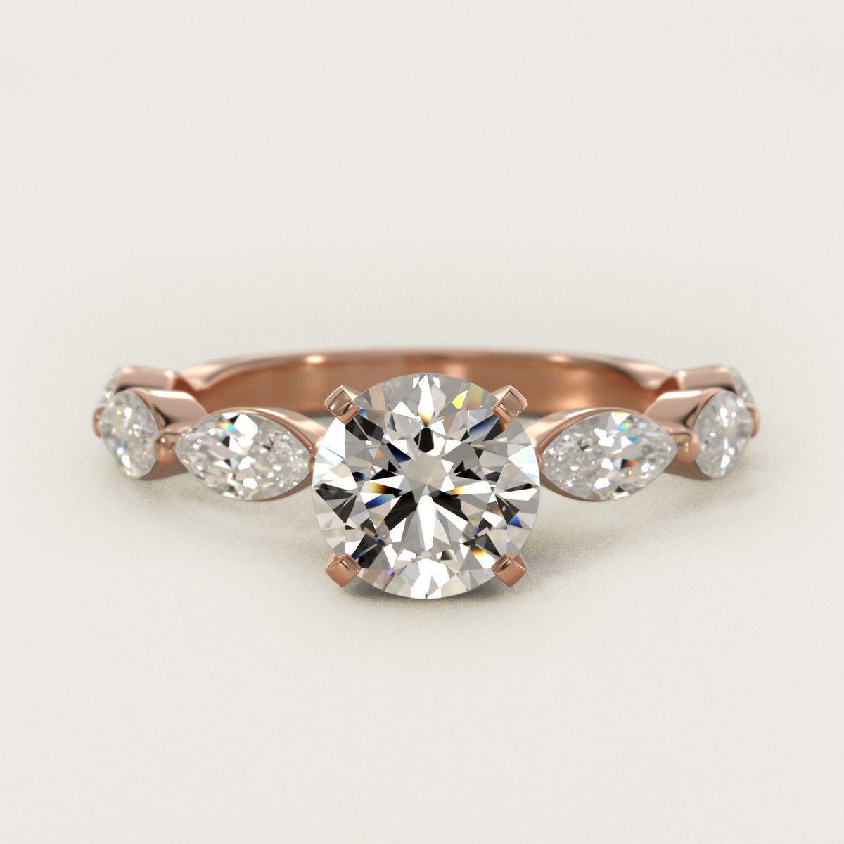 East West Marquise Cut Side Stone Moissanite Engagement Ring Sterling Silver (2.0 ct.) Main image