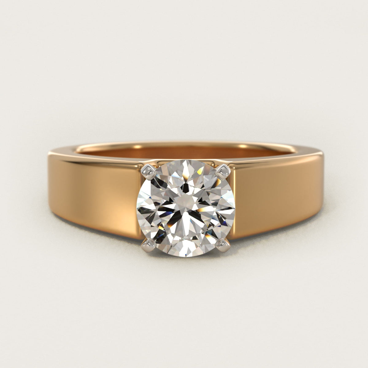Wide Band Solitaire Moissanite Engagement Ring Sterling Silver (2.0 ct.) Main image
