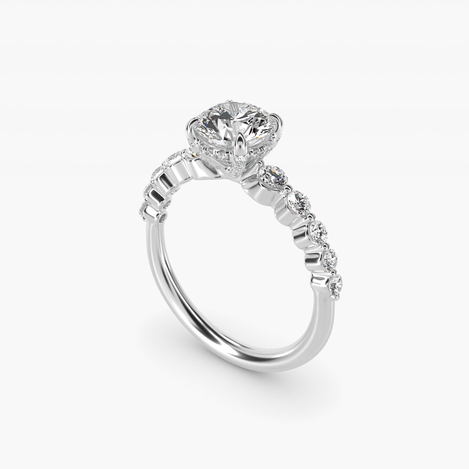 Diamond Escalade Side Stone Moissanite Engagement Ring Sterling Silver (2.0 ct., 1/10 ct. tw.) Secondary image