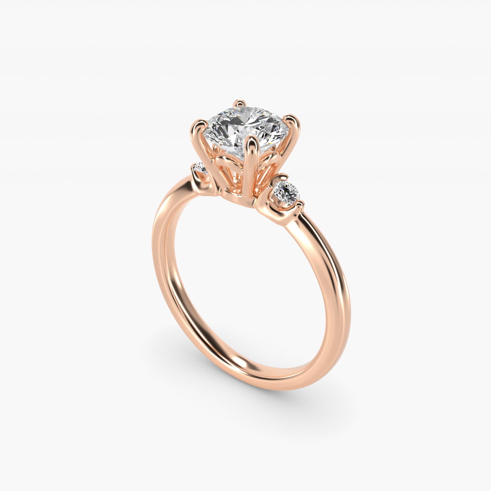 Dainty Side Stone Moissanite Engagement Ring Sterling Silver (2.0 ct., 1/10 ct. tw.) Secondary image
