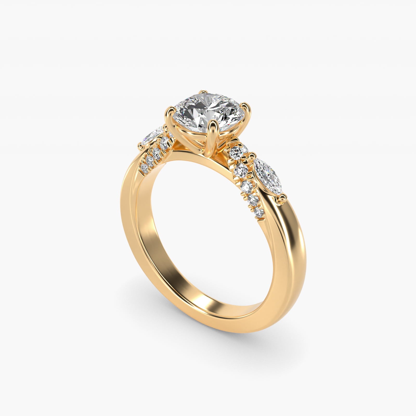 Diamond Marquise Shoulder Moissanite Engagement Ring Sterling Silver (2.0 ct.) Secondary image
