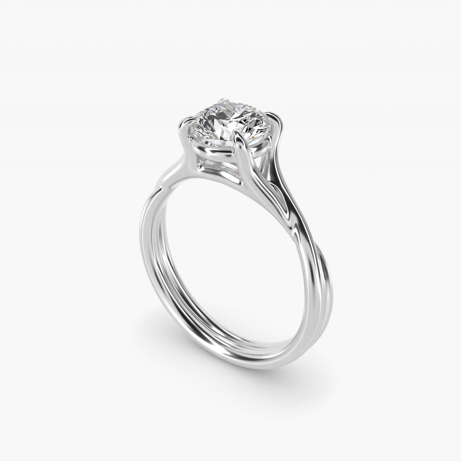 Twisted Shank Contemporary Solitaire Moissanite Engagement Ring Sterling Silver (2.0 ct.) Secondary image