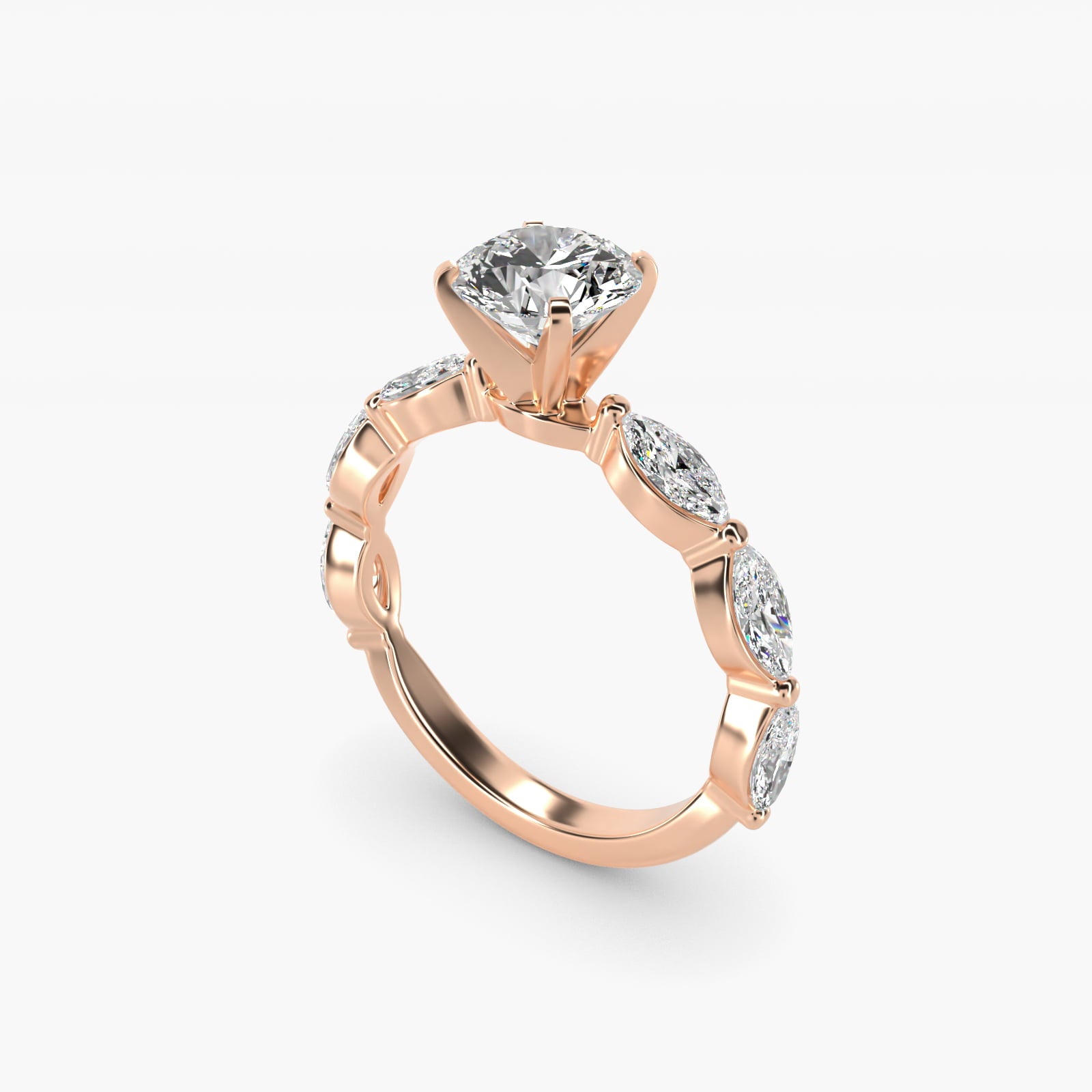 East West Marquise Cut Side Stone Moissanite Engagement Ring Sterling Silver (2.0 ct.) Secondary image