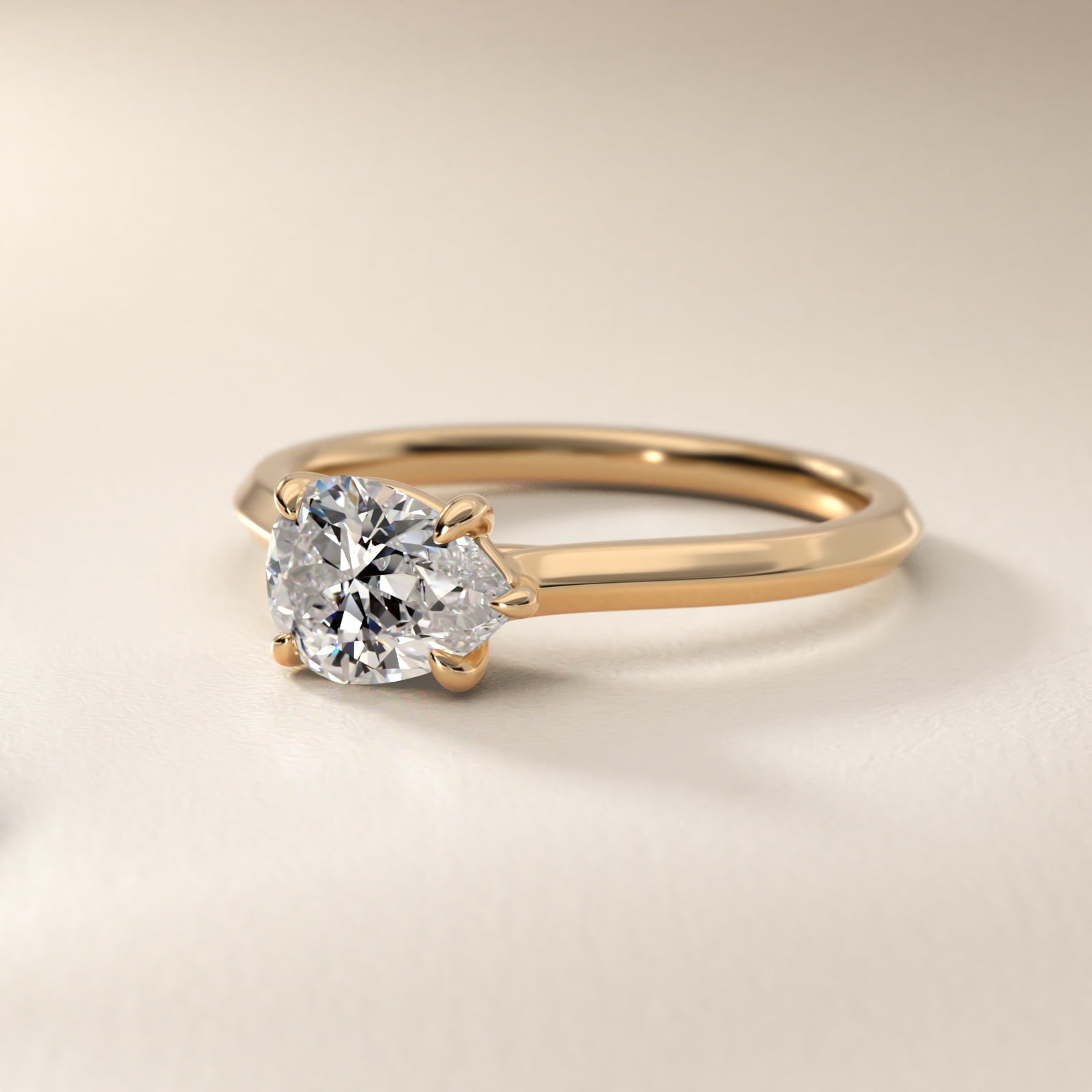 East West Knife Edge Cathedral Solitaire Moissanite Engagement Ring Sterling Silver (2.0 ct.) Secondary image