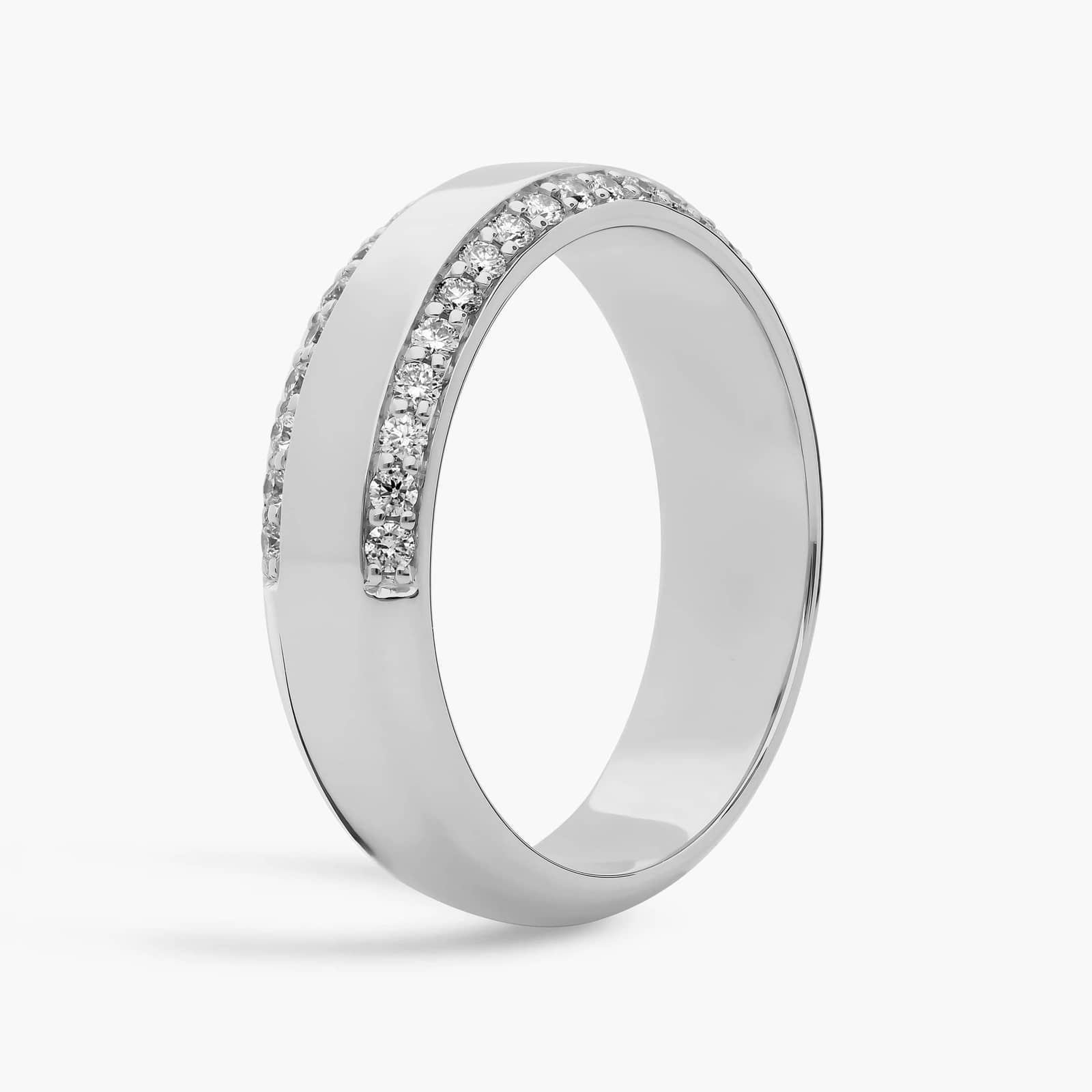 Sterling Silver (6.50mm) Round Cut Moissanite Men's Wedding Ring Beveled Edge (1/2 ct. tw.) Secondary image