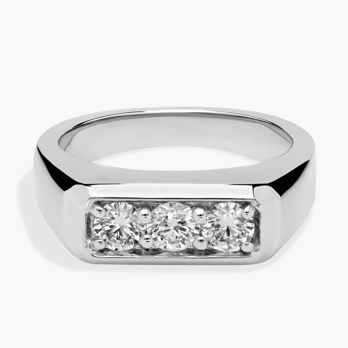 Sterling Silver (3.50mm) Round Cut Moissanite Men's Wedding Ring Trio (1 ct. tw.)