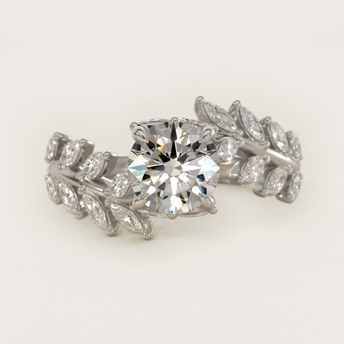 Diamond Vine Side Stone Moissanite Engagement Ring Sterling Silver (2.0 ct.) Main image