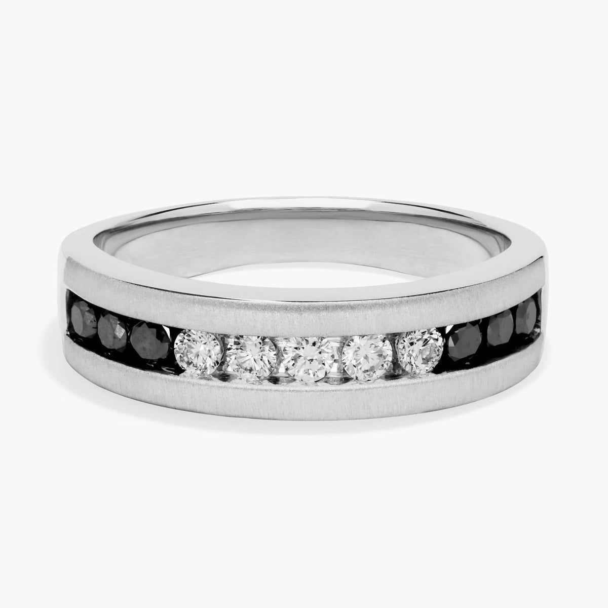 Sterling Silver (6.00mm) Round Cut Moissanite Men's Wedding Ring Black and White (5/8 ct. tw.) Main image