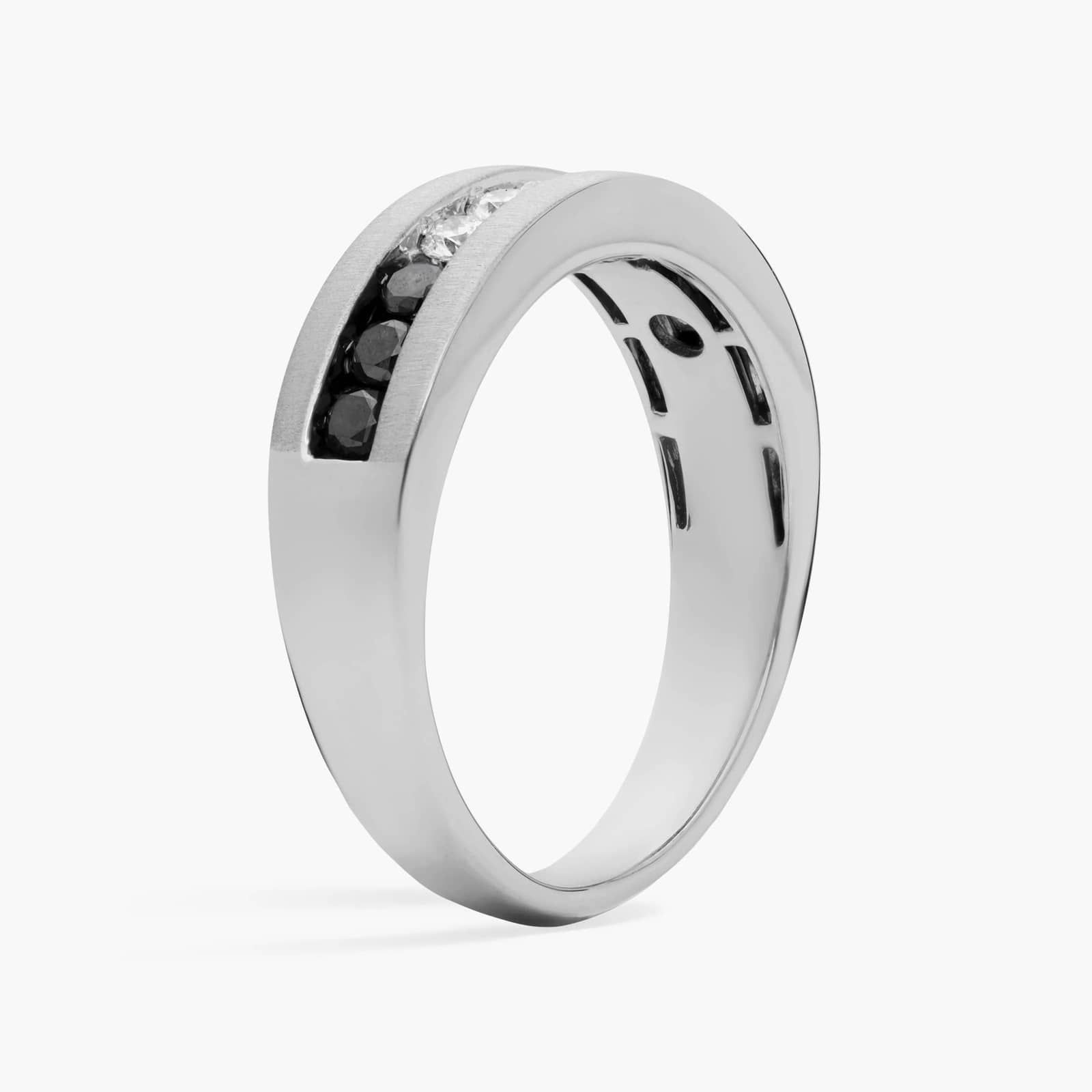 Sterling Silver (6.00mm) Round Cut Moissanite Men's Wedding Ring Black and White (5/8 ct. tw.) Secondary image