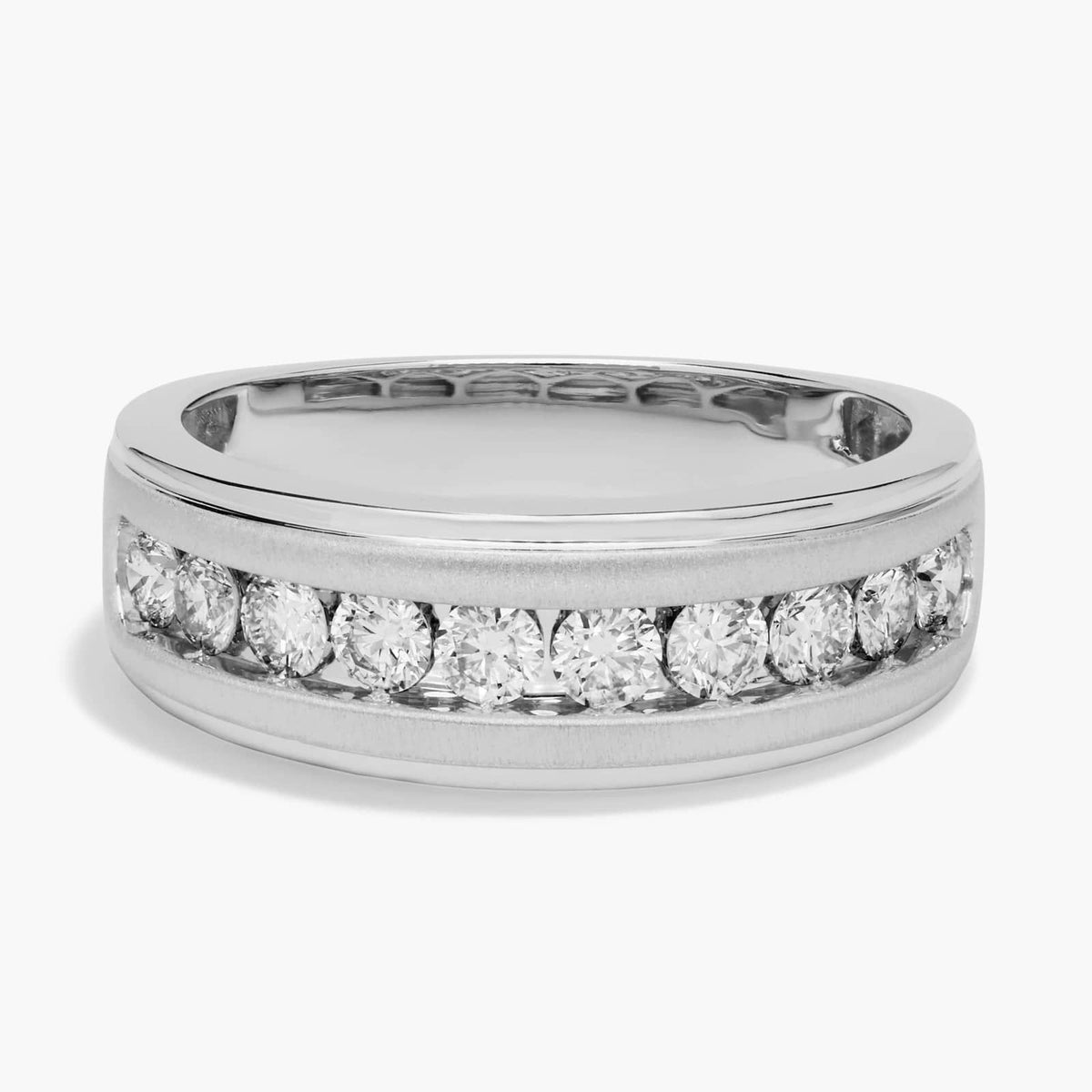 Sterling Silver (8.00mm) Round Cut Moissanite Men's Wedding Ring Round (1 ct. tw.) Main image