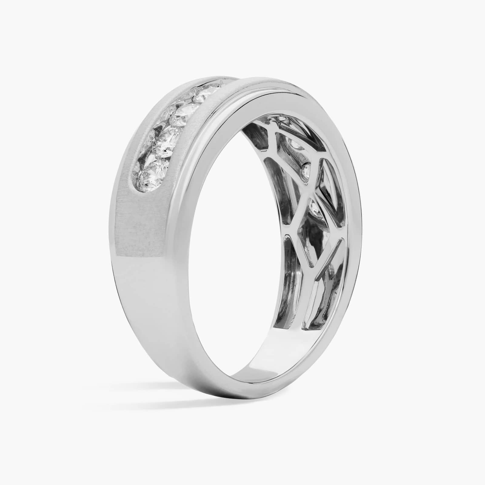 Sterling Silver (8.00mm) Round Cut Moissanite Men's Wedding Ring Round (1 ct. tw.) Secondary image