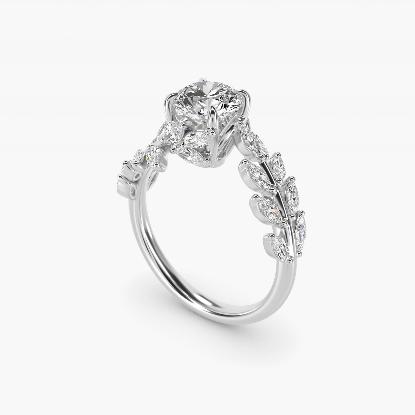 Diamond Vine Side Stone Moissanite Engagement Ring Sterling Silver (2.0 ct.) Secondary image
