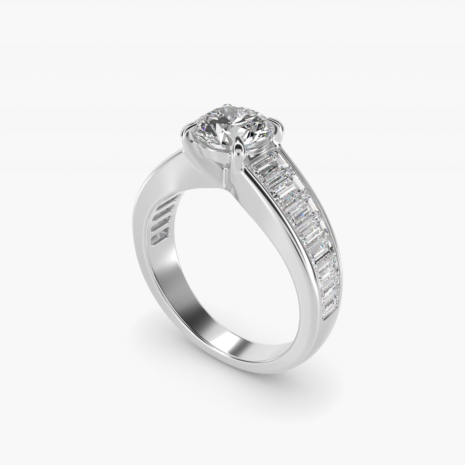 Baguette Channel Side Stone Moissanite Engagement Ring Sterling Silver (2.0 ct.) Secondary image