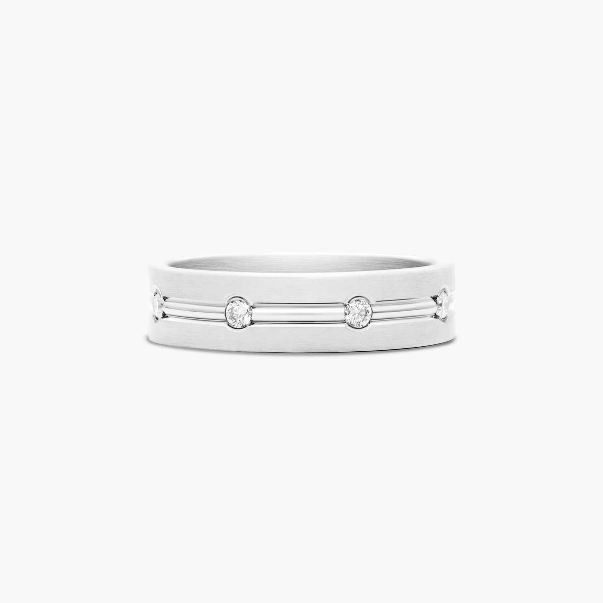 Sterling Silver (6.00mm) Round Cut Moissanite Men's Wedding Ring Etched Bezel (1/3 ct. tw.) Main image