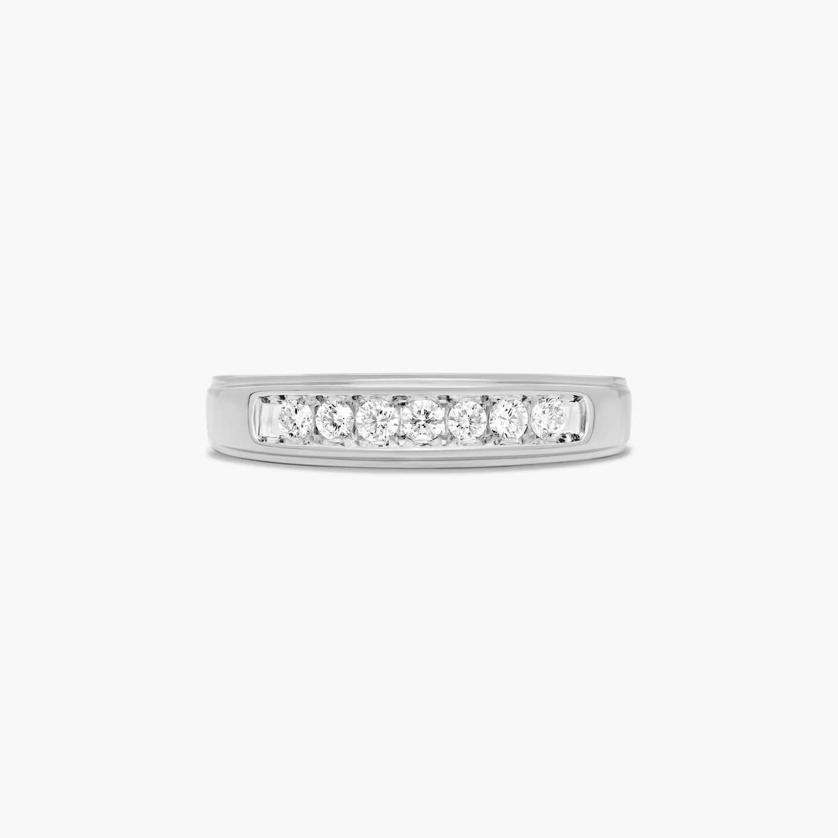 Sterling Silver (5.50mm) Round Cut Moissanite Men's Wedding Ring Slender Channel (1/3 ct. tw.) Main image