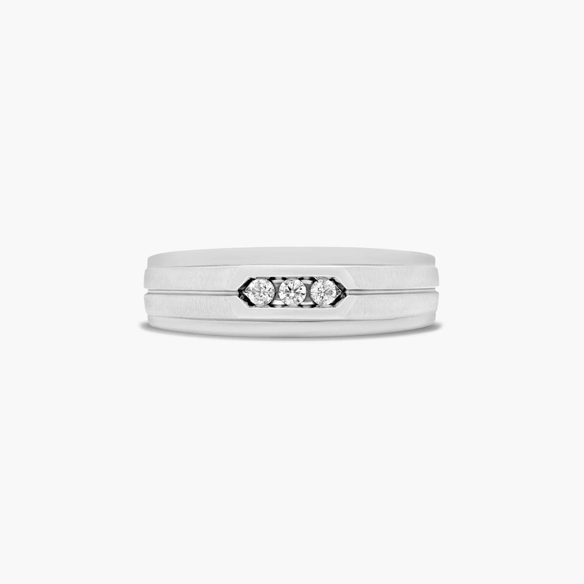 Sterling Silver (7.00mm) Round Cut Moissanite Men's Wedding Ring Trio (1/10 ct. tw.) Main image
