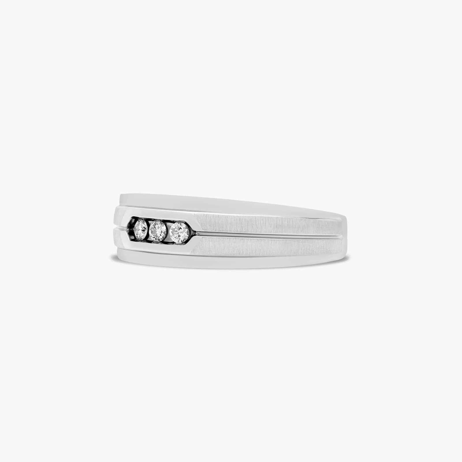 Sterling Silver (7.00mm) Round Cut Moissanite Men's Wedding Ring Trio (1/10 ct. tw.) Secondary image