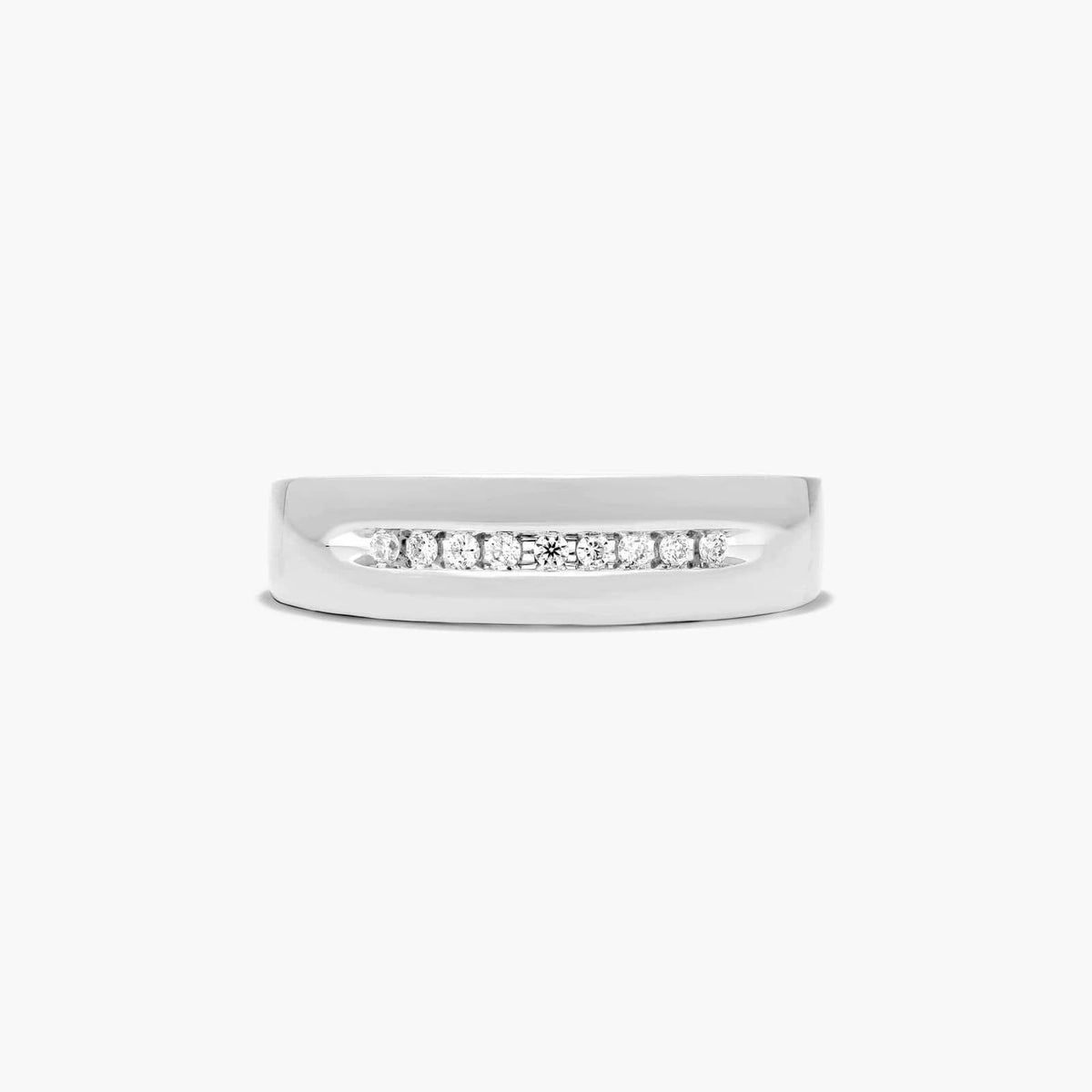 Sterling Silver (6.00mm) Round Cut Moissanite Men's Wedding Ring Channel Set (1/10 ct. tw.) Main image