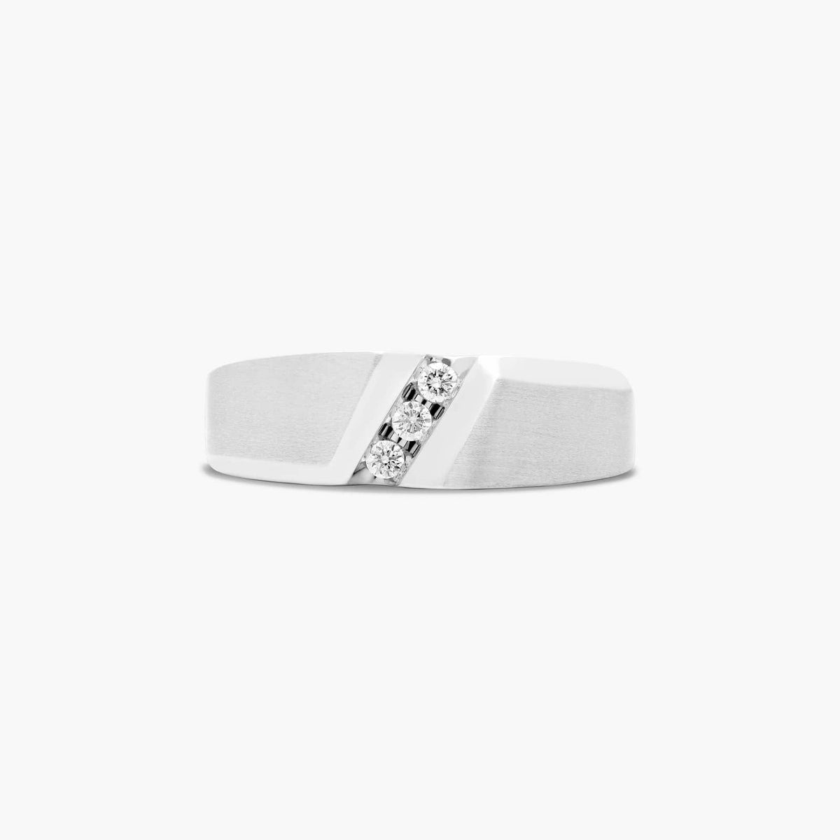 Sterling Silver (7.50mm) Round Cut Moissanite Men's Wedding Ring Slope (1/10 ct. tw.) Main image