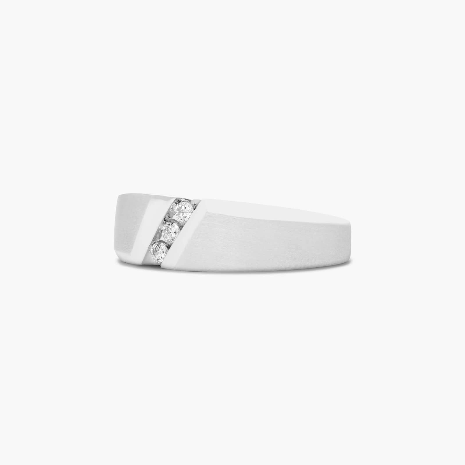 Sterling Silver (7.50mm) Round Cut Moissanite Men's Wedding Ring Slope (1/10 ct. tw.) Secondary image