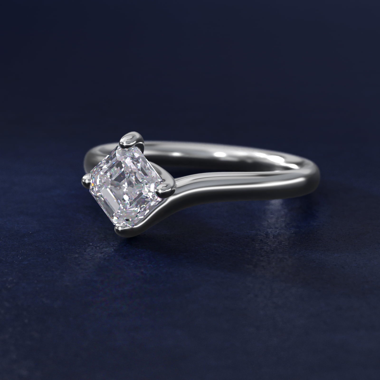 Sterling Silver Asscher Cut Moissanite Engagement Ring Bypass Solitaire (2.0 ct.) Secondary image