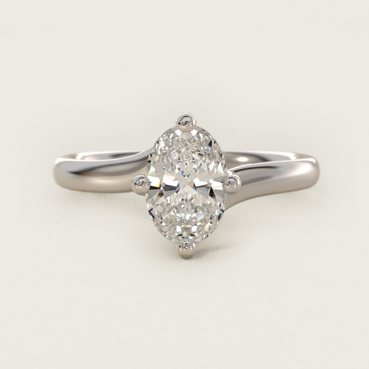 Sterling Silver Oval Cut Moissanite Engagement Ring Bypass Solitaire (2.0 ct.) Main image