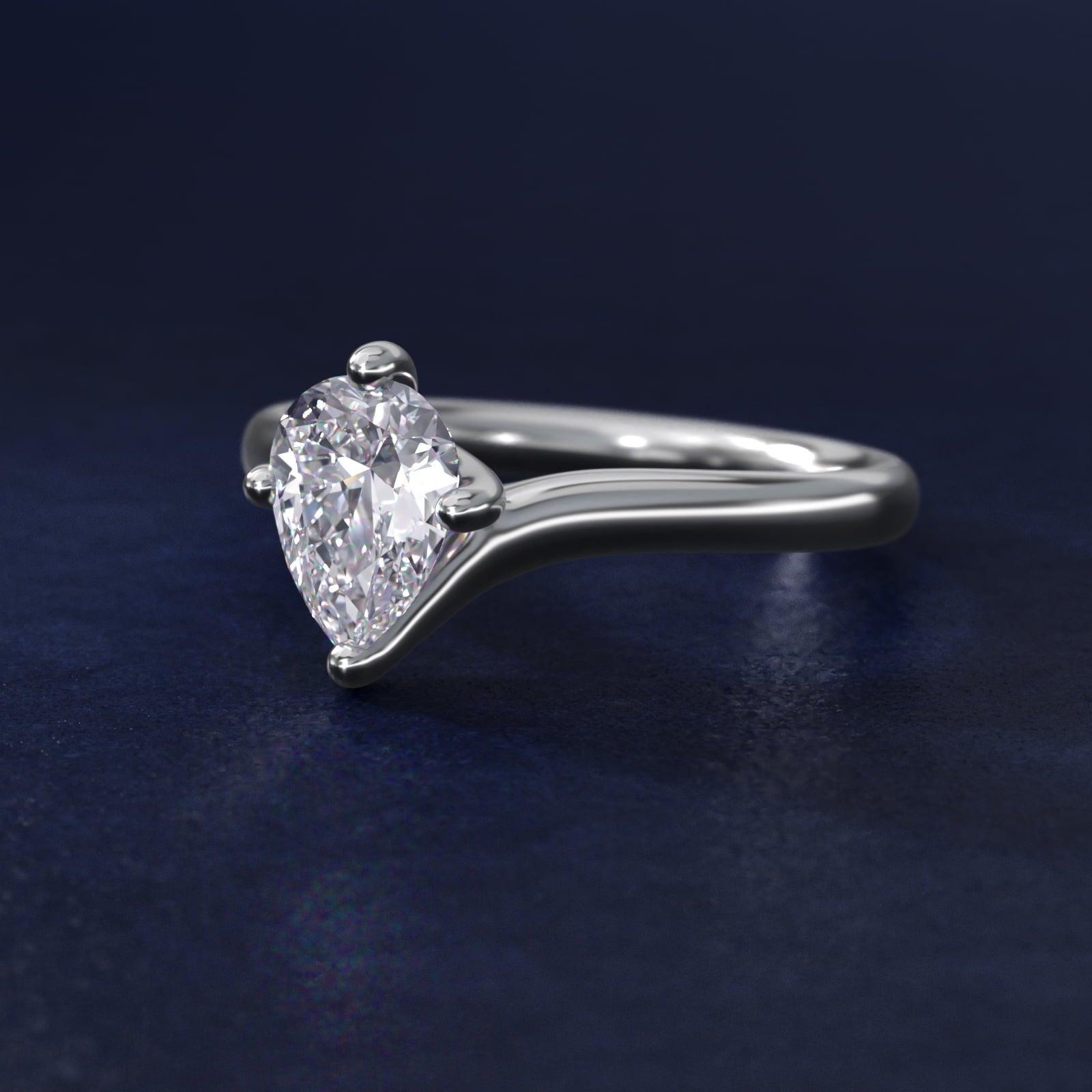 Sterling Silver Pear Cut Moissanite Engagement Ring Bypass Solitaire (2.0 ct.) Secondary image