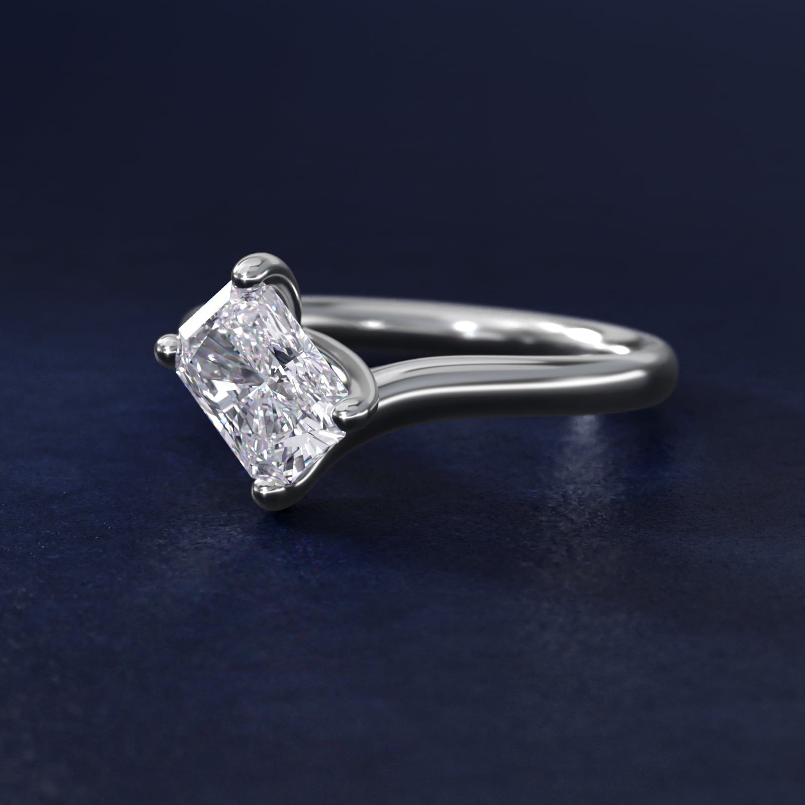 Sterling Silver Radiant Cut Moissanite Engagement Ring Bypass Solitaire (2.0 ct.) Secondary image