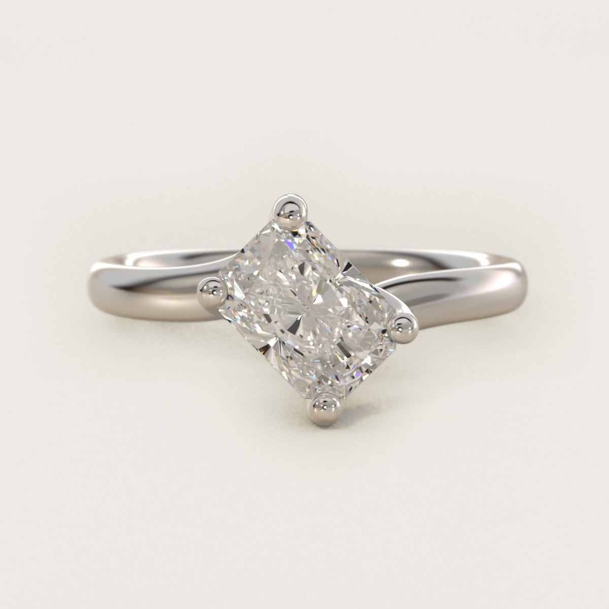 Sterling Silver Radiant Cut Moissanite Engagement Ring Bypass Solitaire (2.0 ct.) Main image