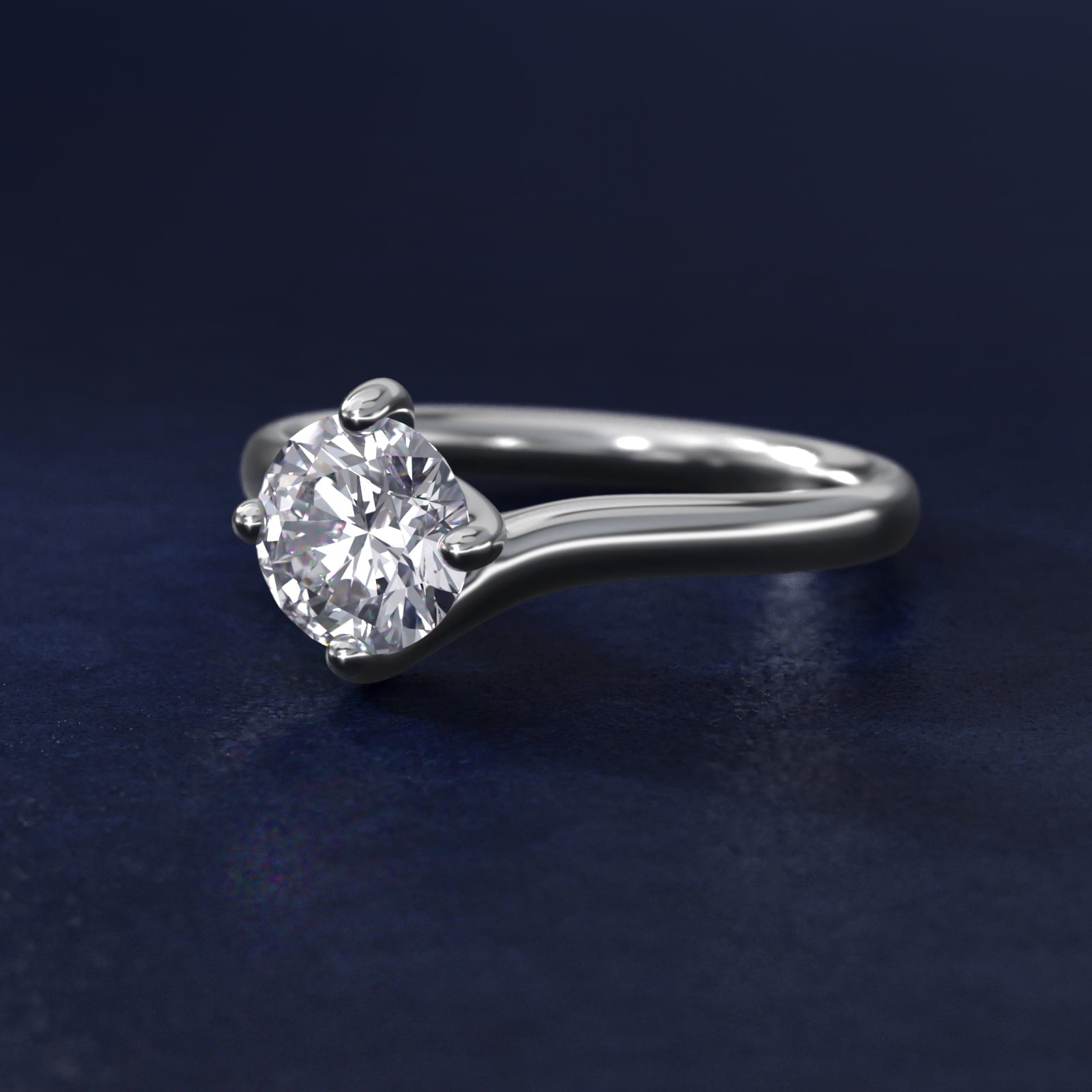 Sterling Silver Round Cut Moissanite Engagement Ring Bypass Solitaire (2.0 ct.) Secondary image