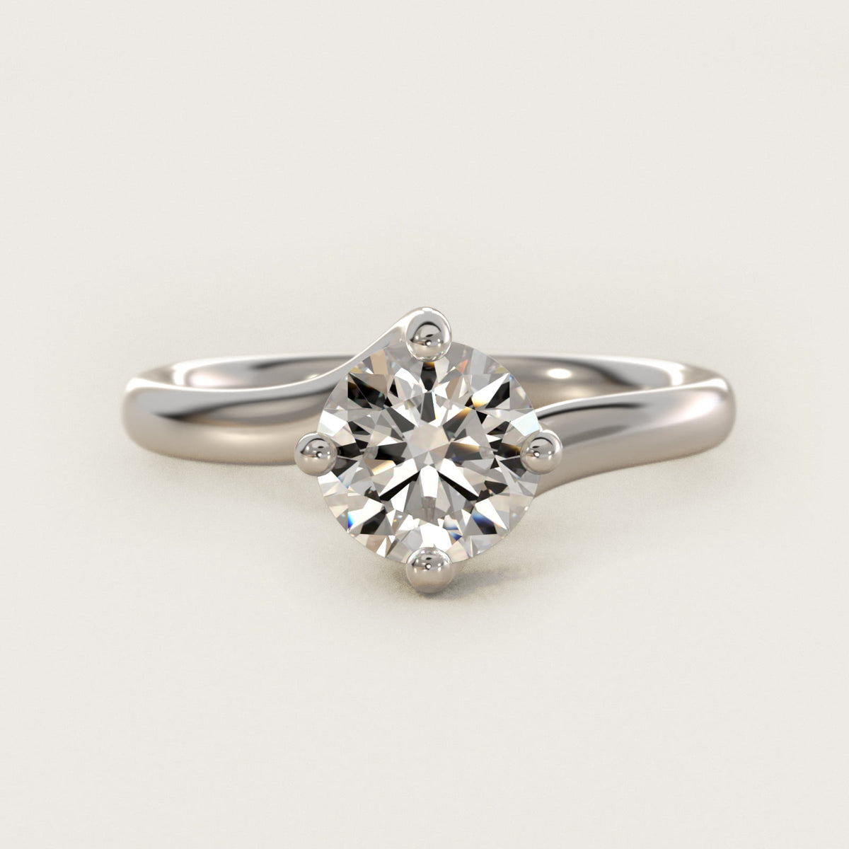 Sterling Silver Round Cut Moissanite Engagement Ring Bypass Solitaire (2.0 ct.) Main image