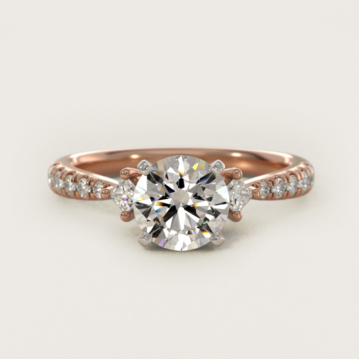 East-West Side Stone and Pave Moissanite Engagement Ring Sterling Silver (2.0 ct.) Main image