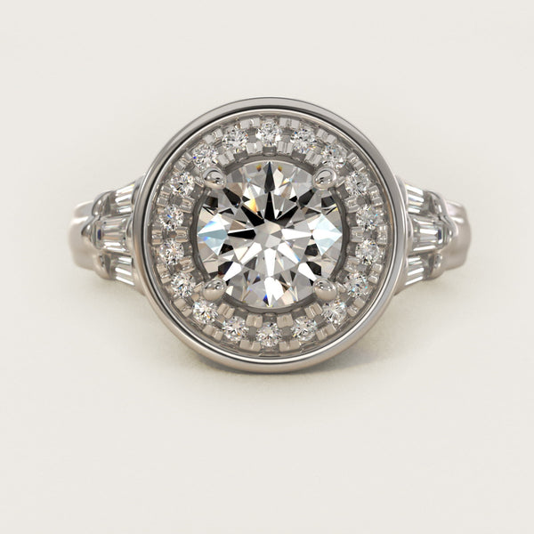 Sterling Silver Round Cut Moissanite Engagement Ring Square Halo (2.0 ct., 9/20 ct. tw.)