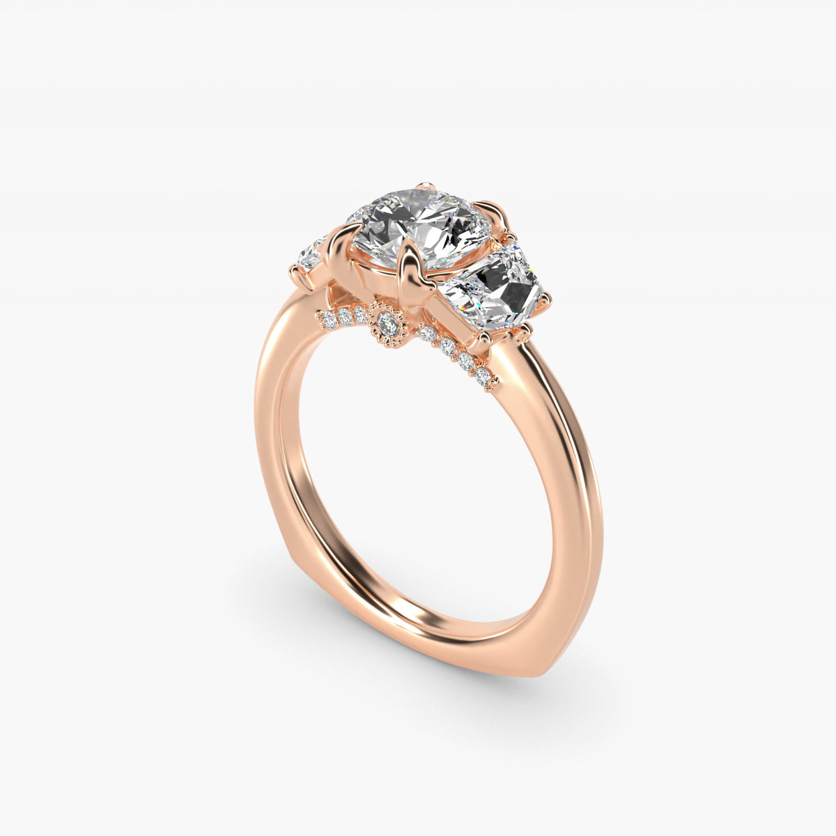 Bella-Vaughan Cadillac Three-Stone Moissanite Engagement Ring Sterling Silver (2.0 ct.)