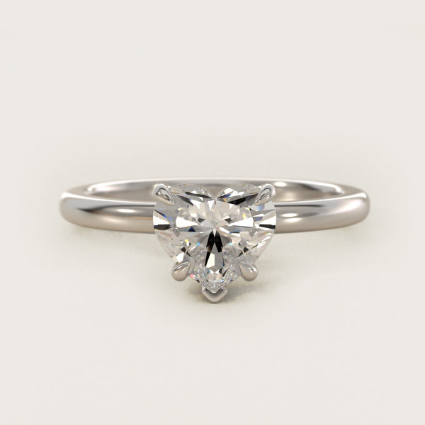 Sterling Silver Heart Cut Moissanite Engagement Ring Flush Fit Claw Prong Solitaire (2.0 ct.)