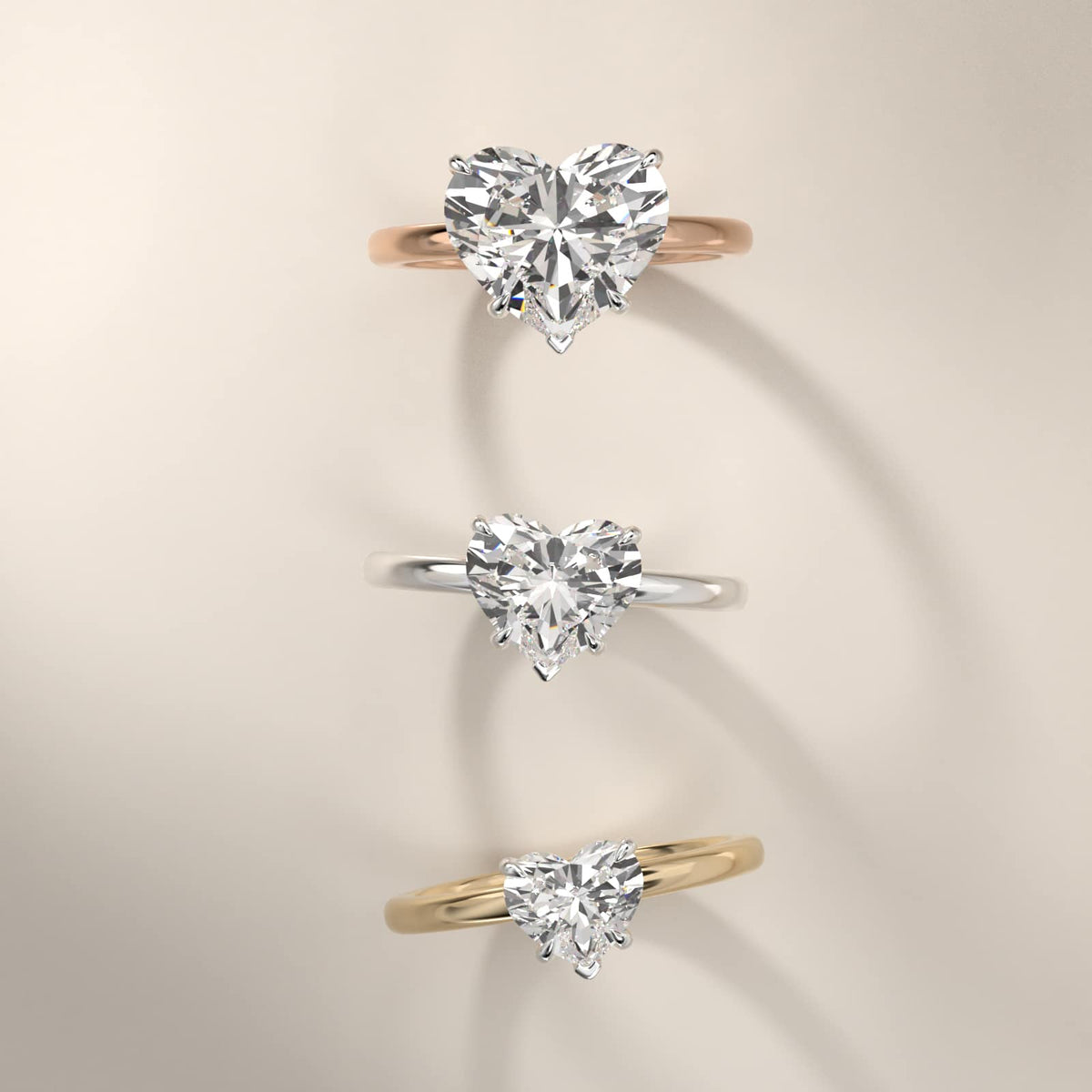 Sterling Silver Heart Cut Moissanite Engagement Ring Flush Fit Claw Prong Solitaire (2.0 ct.)