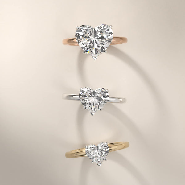 Sterling Silver Heart Cut Moissanite Engagement Ring Flush Fit Claw Prong Solitaire (2.0 ct.)
