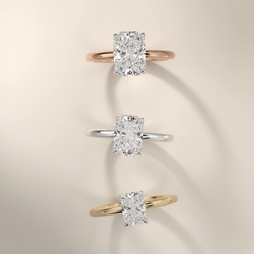 Sterling Silver Radiant Cut Moissanite Engagement Ring Flush Fit Claw Prong Solitaire (2.0 ct.)