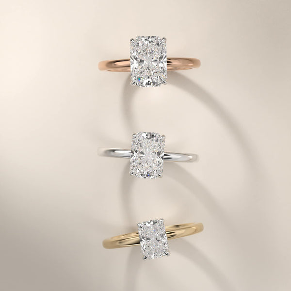 Sterling Silver Radiant Cut Moissanite Engagement Ring Flush Fit Claw Prong Solitaire (2.0 ct.)