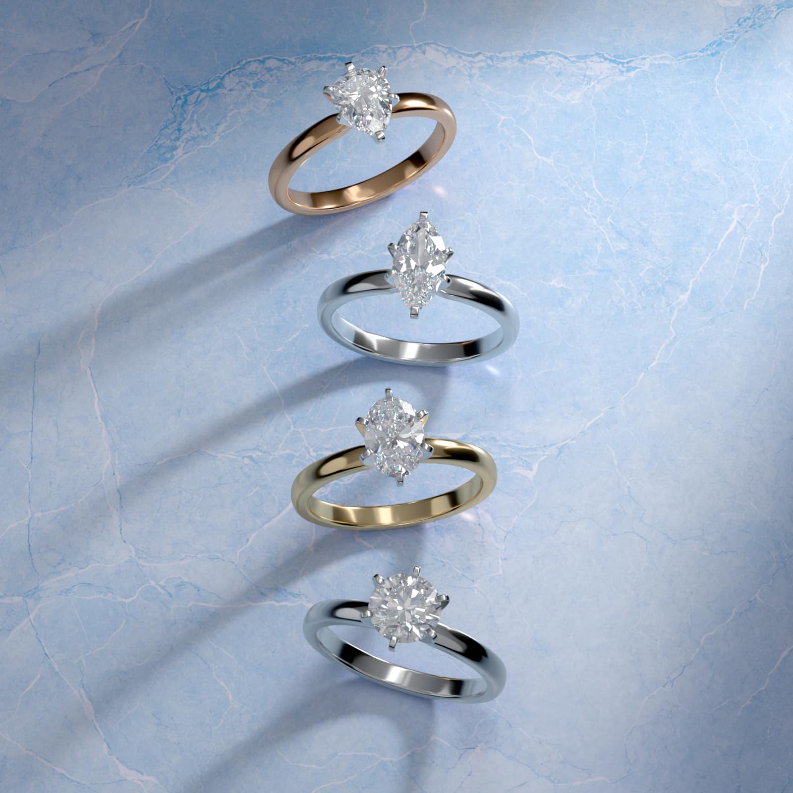Sterling Silver Round Cut Moissanite Engagement Ring Comfort Fit Six Prong Solitaire (2.0 ct.) Secondary image