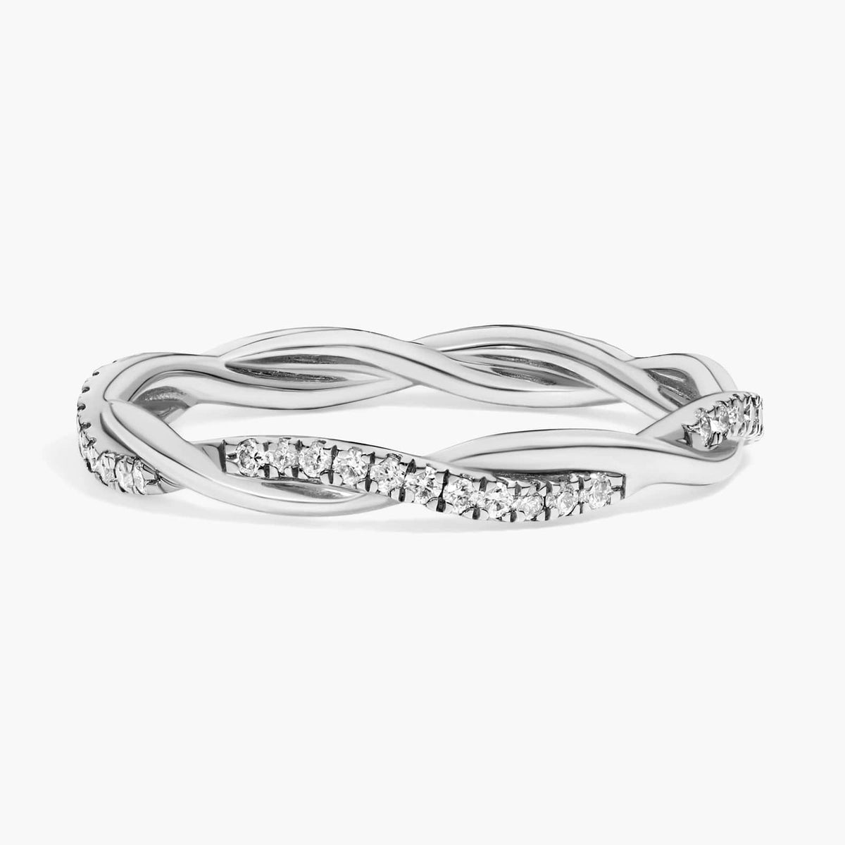 Sterling Silver (2.50mm) Round Cut Eternity Moissanite Wedding Ring Petite Twist (1/5 ct. tw.) Main image