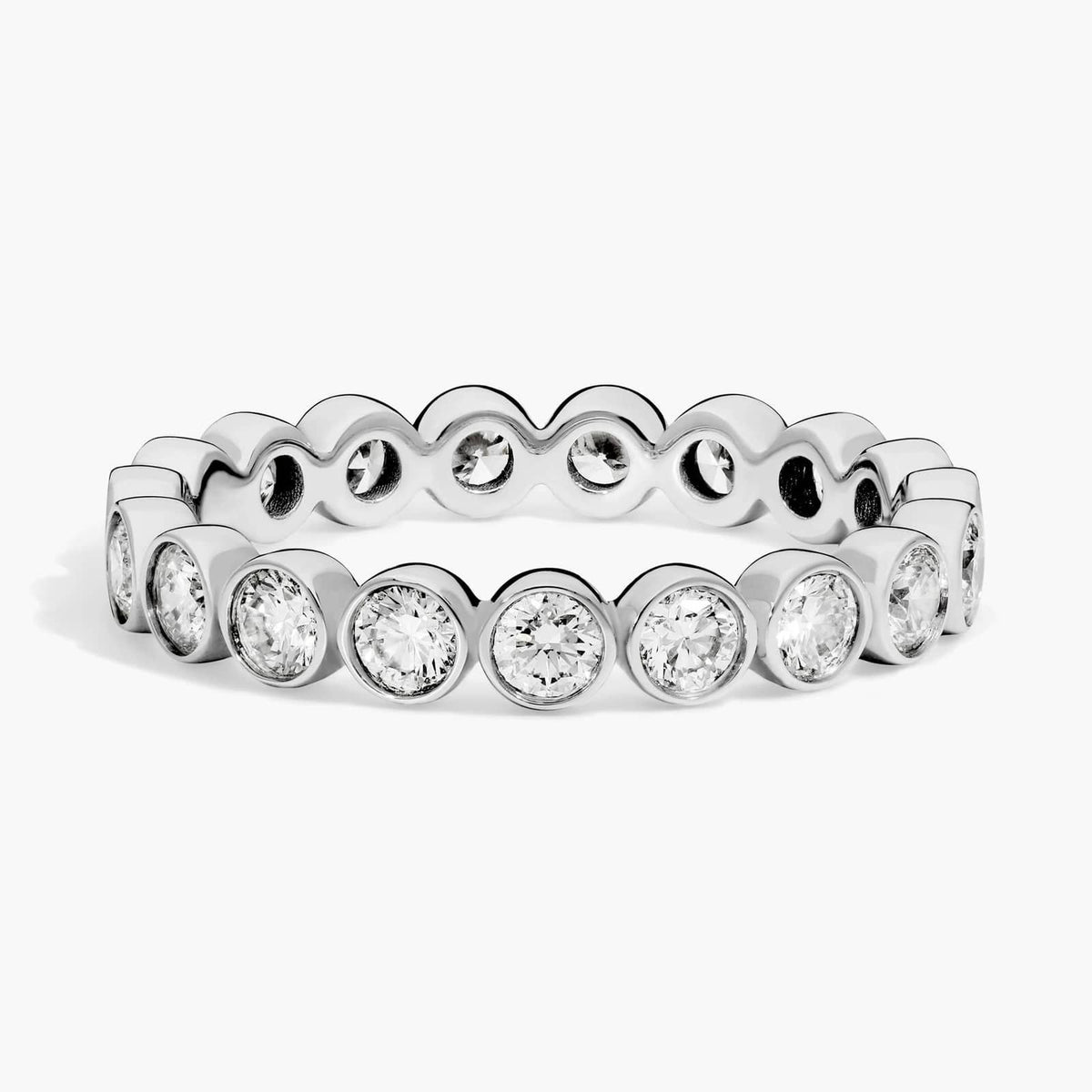 Sterling Silver (3.00mm) Round Cut Eternity Moissanite Wedding Ring Bezel-Set (1 ct. tw.) Main image