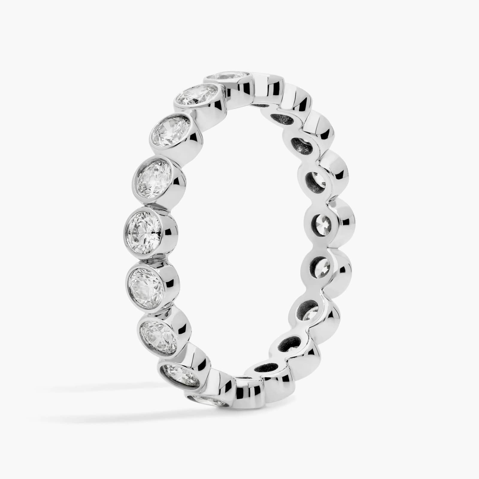 Sterling Silver (3.00mm) Round Cut Eternity Moissanite Wedding Ring Bezel-Set (1 ct. tw.) Secondary image